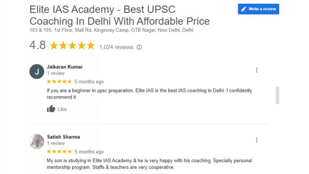 Elite IAS Coaching Reviews