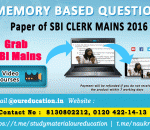 Memory Based Question Paper of SBI CLERK 2016