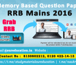 Memory Based Question Paper of RRB Mains 2016