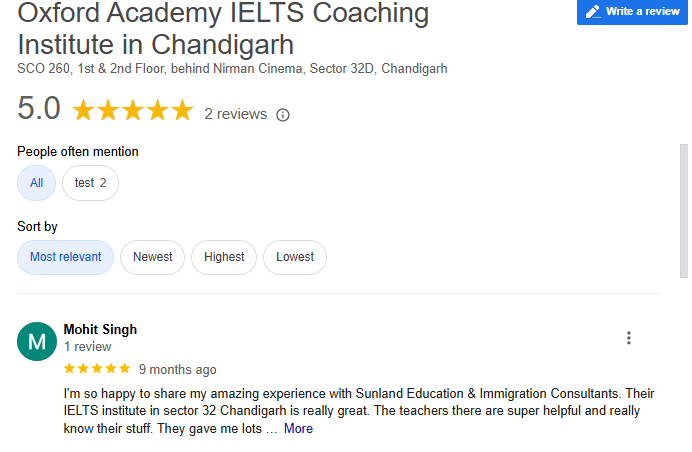 Oxford Academy by Sunland Institute IELTS Coaching in Chandigarh