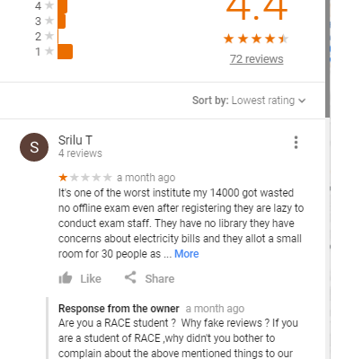 RACE SSC Coaching Hyderabad Reviews