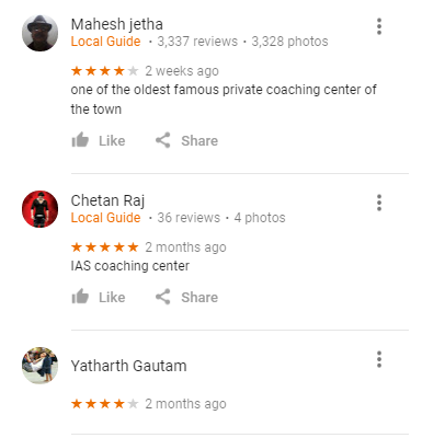 The Unique Academy Coaching Delhi Google Review