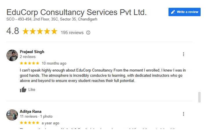 EduCorp Consultancy Services Pvt Ltd Google Review