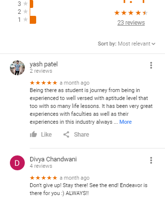Endeavor Careers GRE Ahmadabad Coaching Reviews