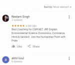 Humanities Point UGC NET Coaching Delhi Reviews