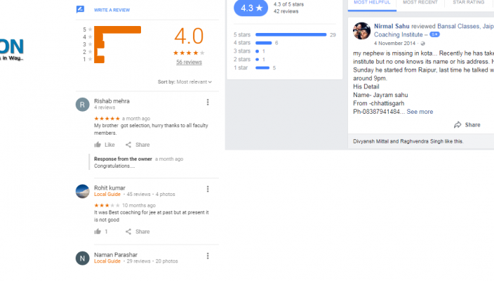 Bansal Classes IIT Jee Coaching Jaipur Reviews