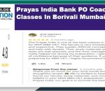 prayas India Bank po coaching in brovillia mumbai