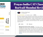 prayas India cat coaching classes in Borivali mumbai reviews