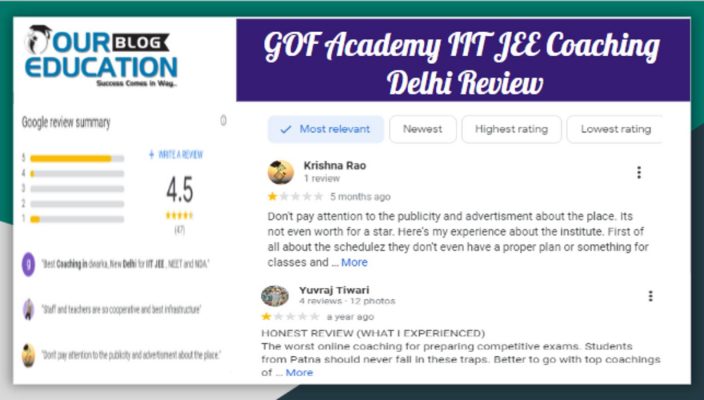GOF Academy IIT JEE Coaching Delhi Review