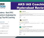 AKS IAS Coaching Hyderabad Reviews and Ratings