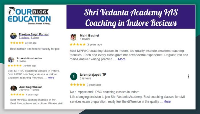 Shri Vedanta Academy IAS Coaching Indore Reviews
