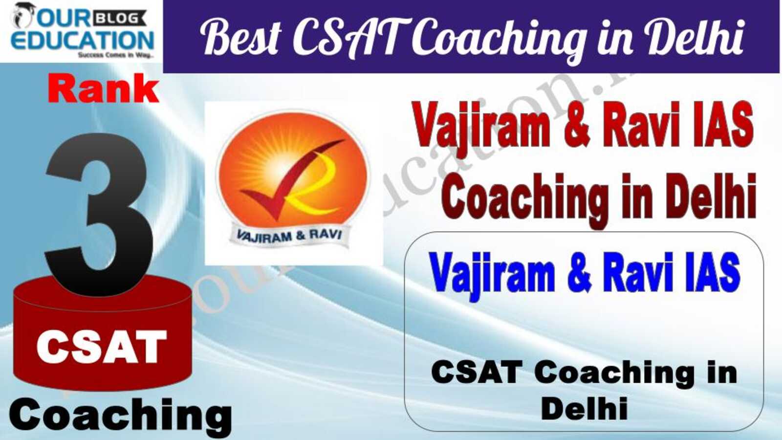 Rank 3. Vajiram & Ravi IAS Best CSAT Coaching in Delhi