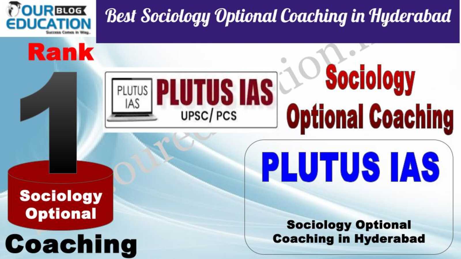 Rank 1. Plutus IAS - top Sociology Optional IAS Coaching in Hyderabad