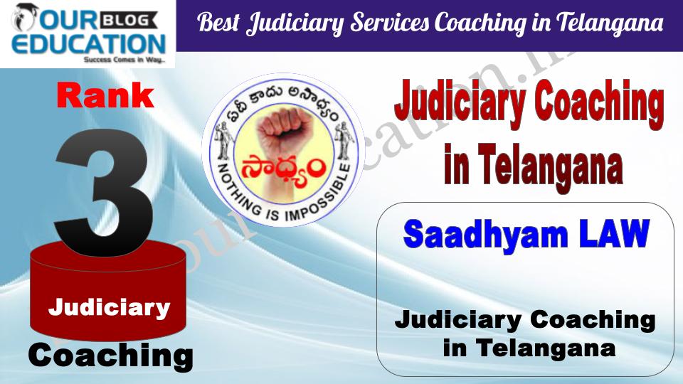 Rank 3 Saadhyam LAW Best Judiciary Services Coaching in Telangana