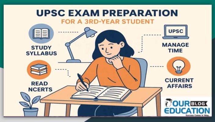 Third-year student preparation for the UPSC Examination