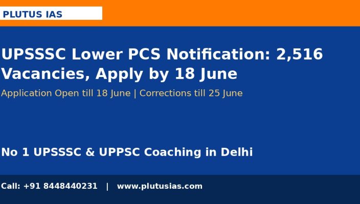 UPSSSC Lower PCS 2516 vacancies notification 11 departments Plutus IAS