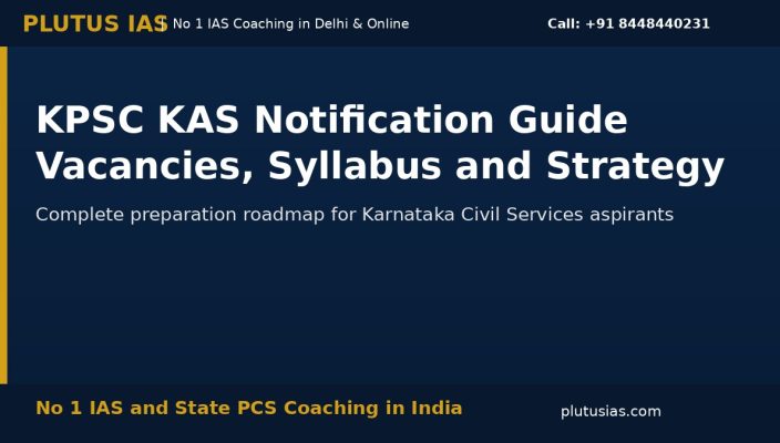 KPSC KAS Notification Guide infographic with PlutusIAS branding
