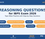 Reasoning Questions for IBPS Exam 2026 banner — 8 topic blocks for PO Clerk RRB SO