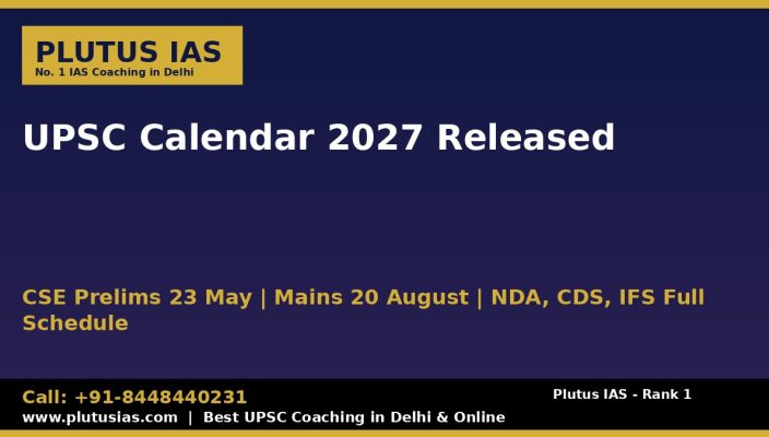 UPSC Calendar 2027 official exam schedule with Plutus IAS branding