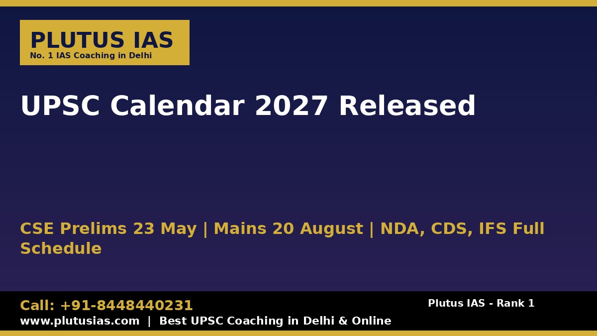 UPSC Calendar 2027 official exam schedule with Plutus IAS branding