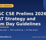 UPSC CSE Prelims 2026 CSAT Strategy banner with exam day checklist for the 24 May exam