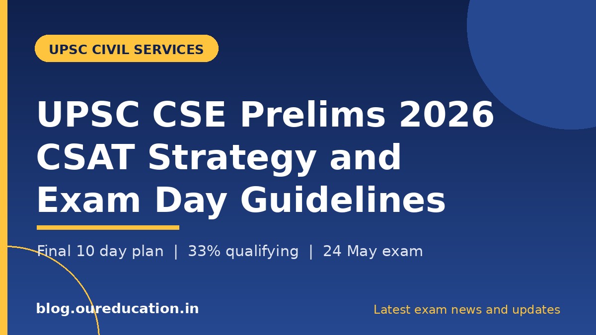 UPSC CSE Prelims 2026 CSAT Strategy banner with exam day checklist for the 24 May exam