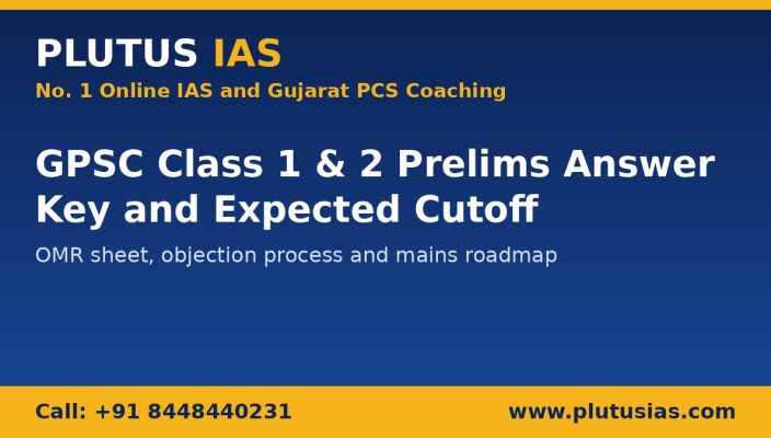 GPSC Class 1 and 2 prelims answer key and expected cutoff guide by Plutus IAS online coaching