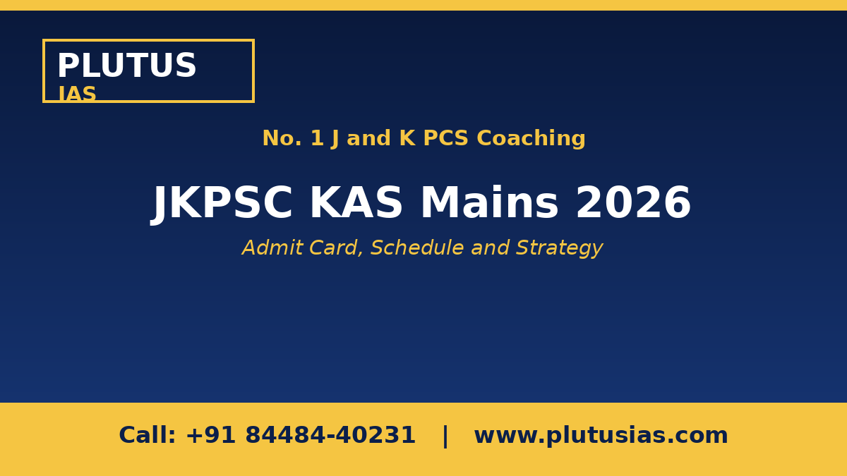 JKPSC KAS Mains schedule banner by Plutus IAS for J and K PCS aspirants