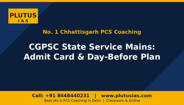 Plutus IAS banner on CGPSC State Service Mains update, No 1 Chhattisgarh PCS coaching