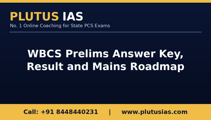 WBCS Prelims Answer Key and result update banner by Plutus IAS