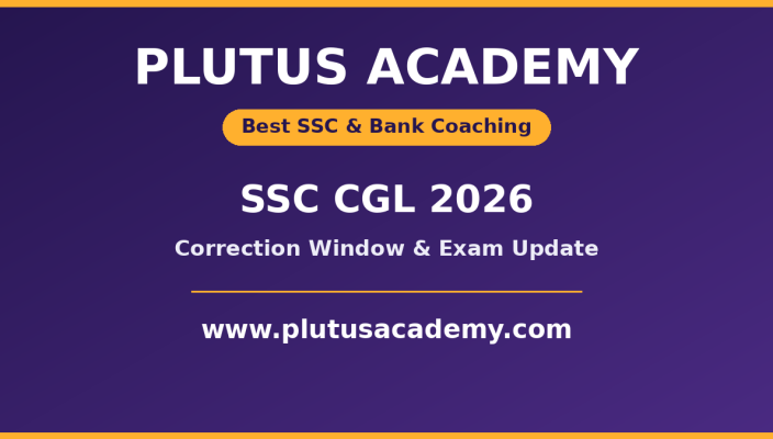 Plutus Academy SSC CGL 2026 correction window and exam update banner
