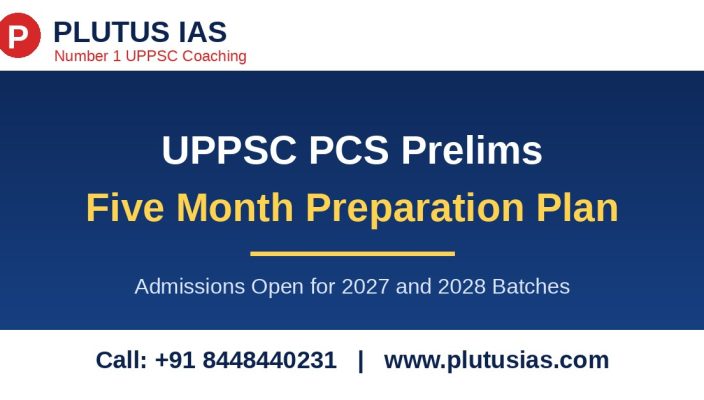 UPPSC PCS prelims five month preparation plan banner by Plutus IAS, number one UPPSC coaching