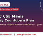 UPSC CSE Mains 40 day countdown plan banner with daily timetable and revision cycles by Plutus IAS, number one IAS coaching in Delhi