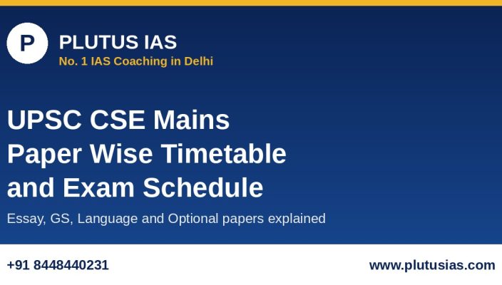 UPSC CSE Mains paper wise timetable and exam schedule explained by Plutus IAS, No 1 IAS coaching in Delhi
