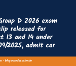 RRB Group D 2026 exam city slip released for August 13 and 14 under CEN 09/2025, admit card soon