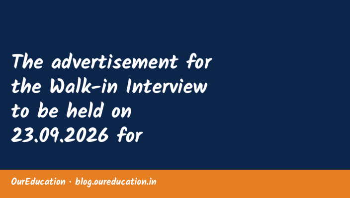 The advertisement for the Walk-in Interview to be held on 23.09.2026 for engagement of Teaching Faculty (Broad Specialty Departments) on a C