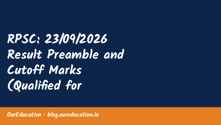 RPSC: 23/09/2026 Result Preamble and Cutoff Marks (Qualified for Interview) for Junior Legal Officer
