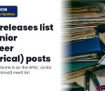 APSC: List of candidates for the post of Junior Engineer (Electrical) under Public Works (Building & NH) Department (Advt. No. 03/2026)